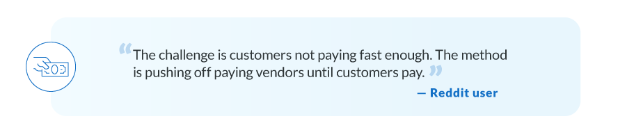 Reddit quote about cash flow issues