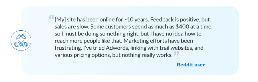Reddit quote about digital marketing strategies to drive retail business growth