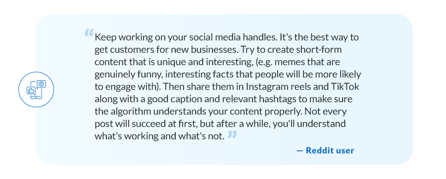 Reddit quote about struggling to attract new customers