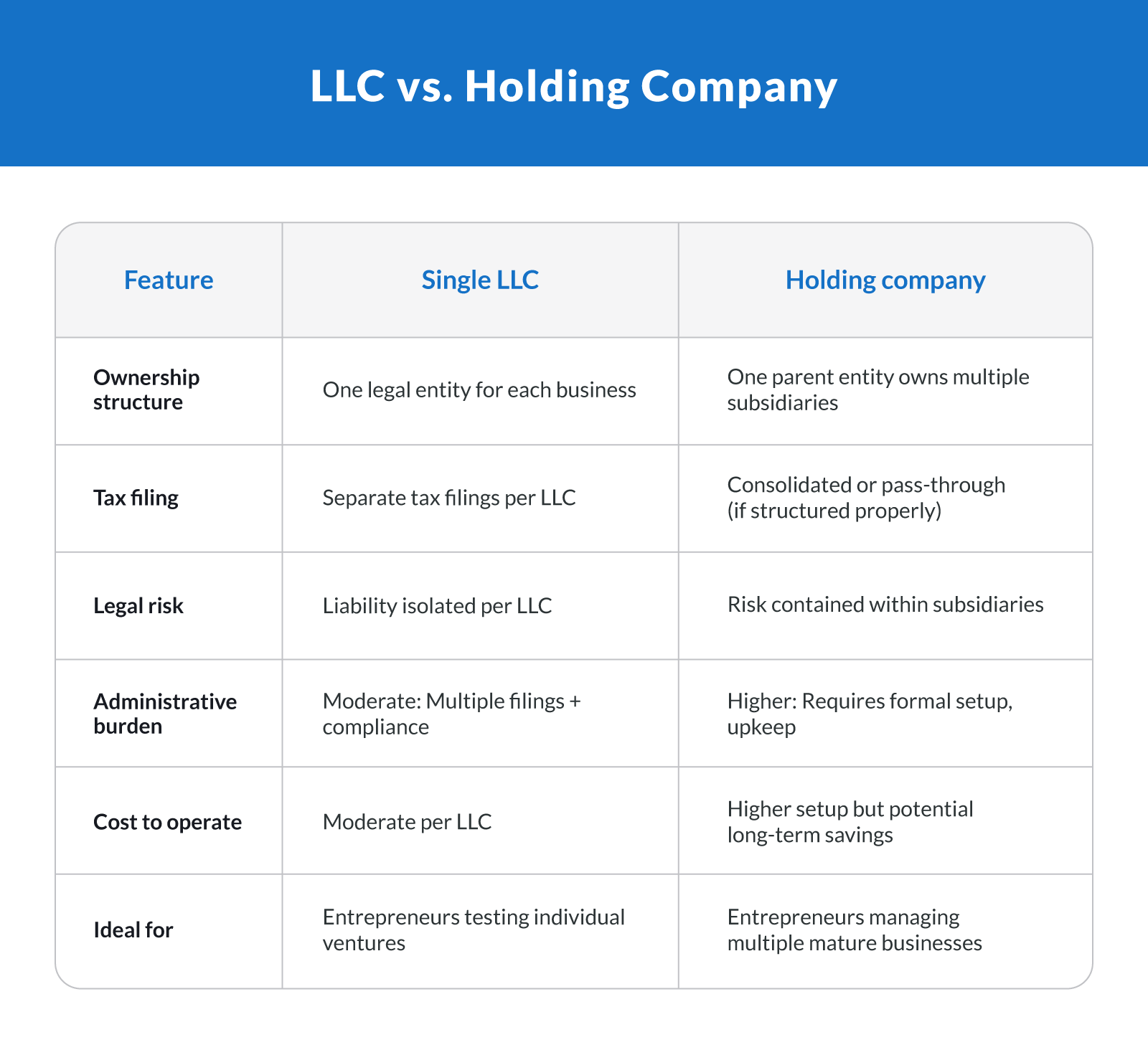LLC vs. Holding Company