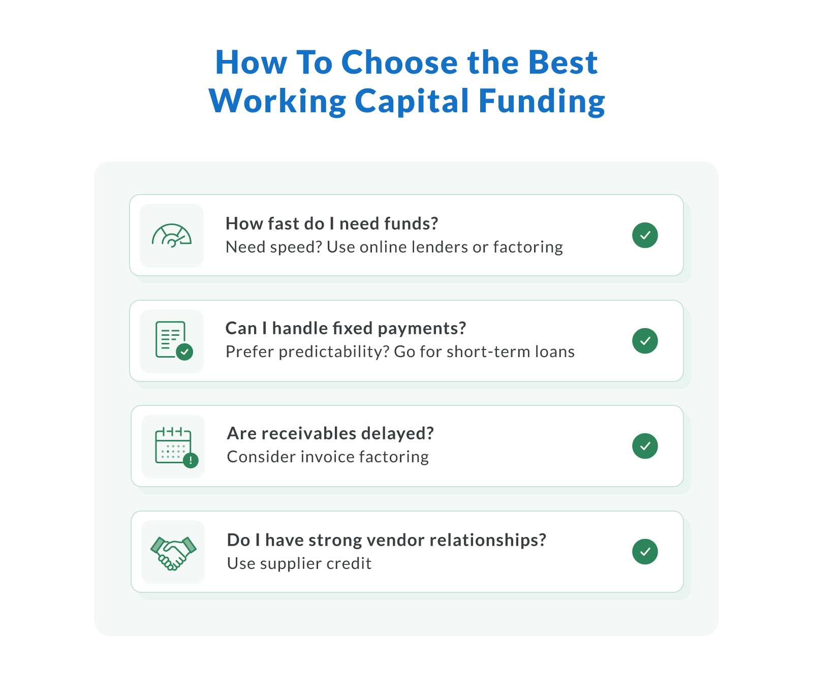How to Choose the Best Working Capital Funding